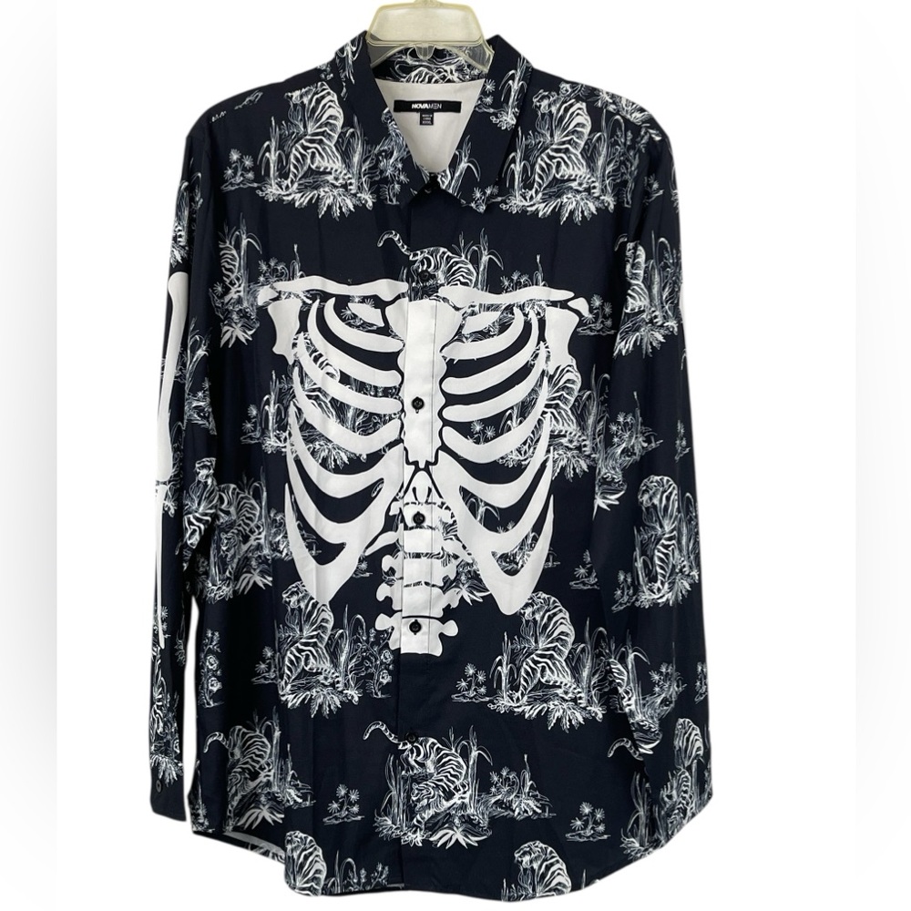 Novamen Mr. Savage Bones button up shirt. Size XXXL GUC - Picture 5 of 10